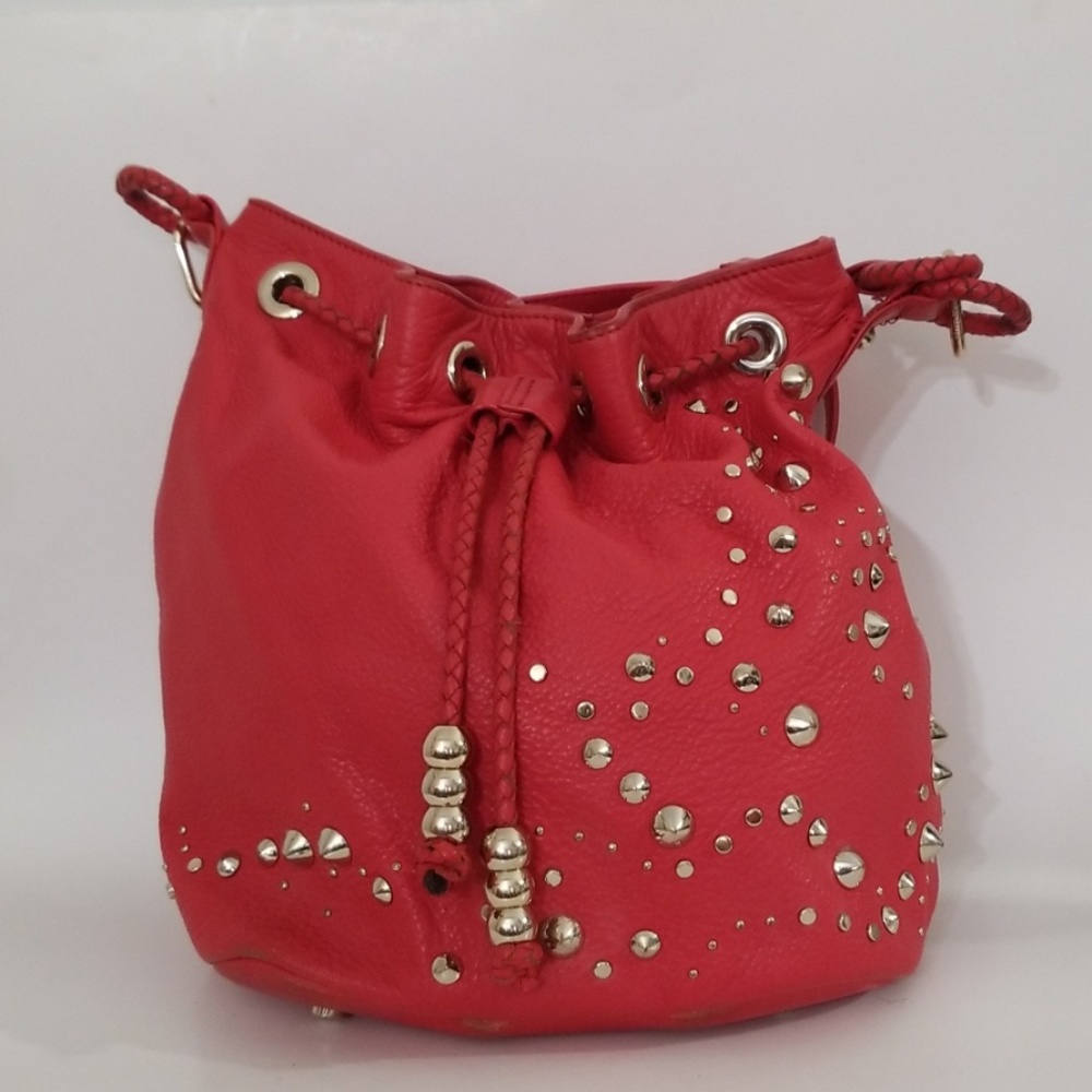 Charles David Red Kennedy Crossbody Bucket Bag